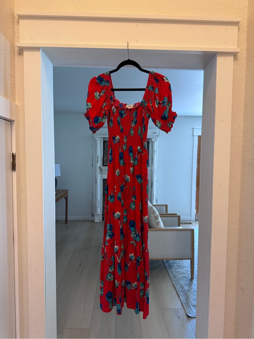 Kindred Red Floral Puff-Sleeve Maxi Dress